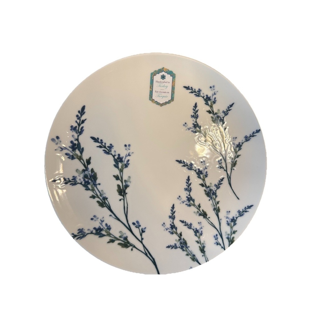 4x Intesa Blue Wildflower Dinner Plate Delicate Floral White Turkey 10.5" NEW